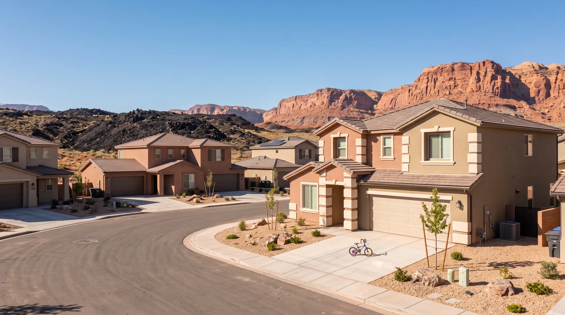 Newer two story stucco homes in a Washington, Utah subdivision